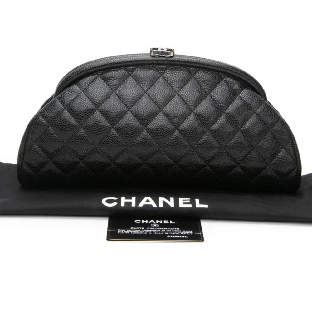 Chanel Black Quilted Clutch with Silver Clasp - Picture 2 of 10